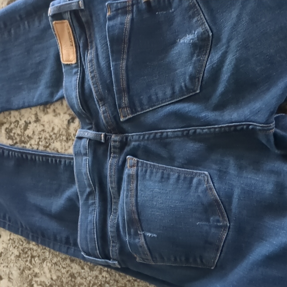 Express Mid Rise Straight Distressed Jeans - Picture 5 of 5